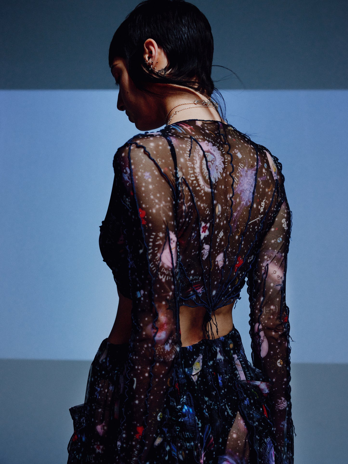 Crop-top wrap en mesh Cosmos
