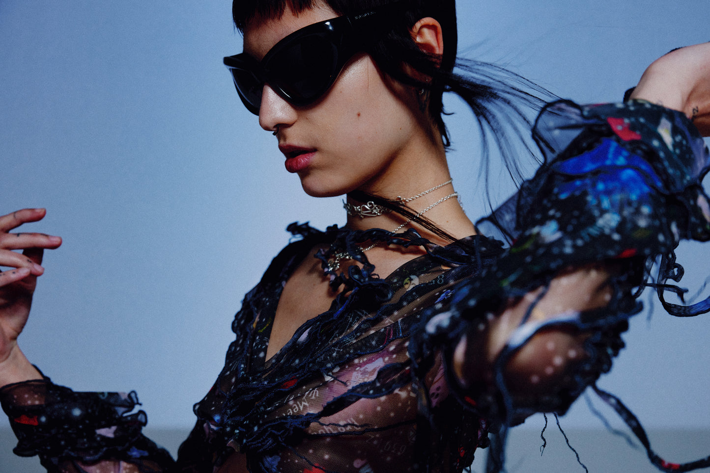 Crop-top wrap en mesh Cosmos
