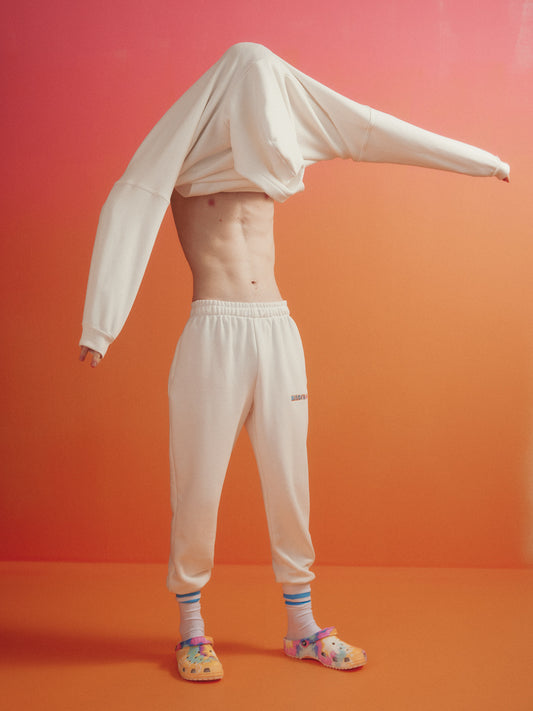 Pantalon de Jogging Blanc en Coton Bio Blanc