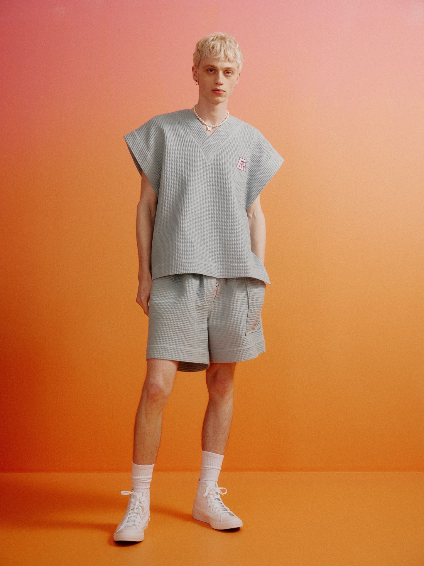 Short gaufré en coton bio