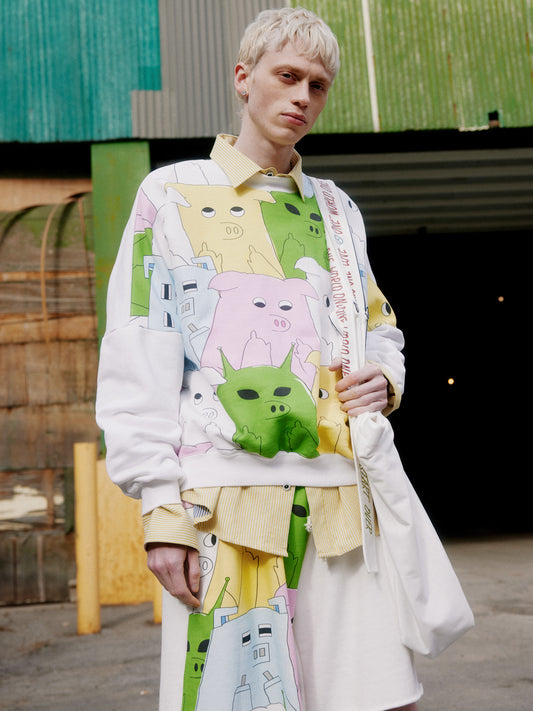 MP-SQUAD Short de survêtement blanc imprimé