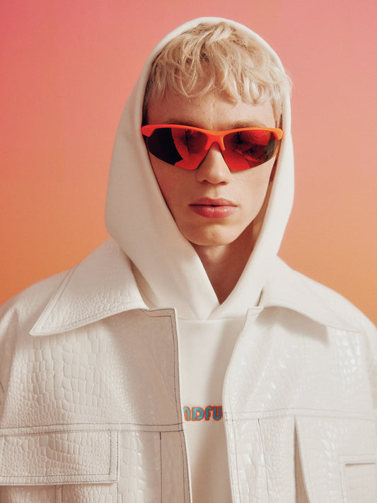 Veste en cuir végétalien unisexe blanche