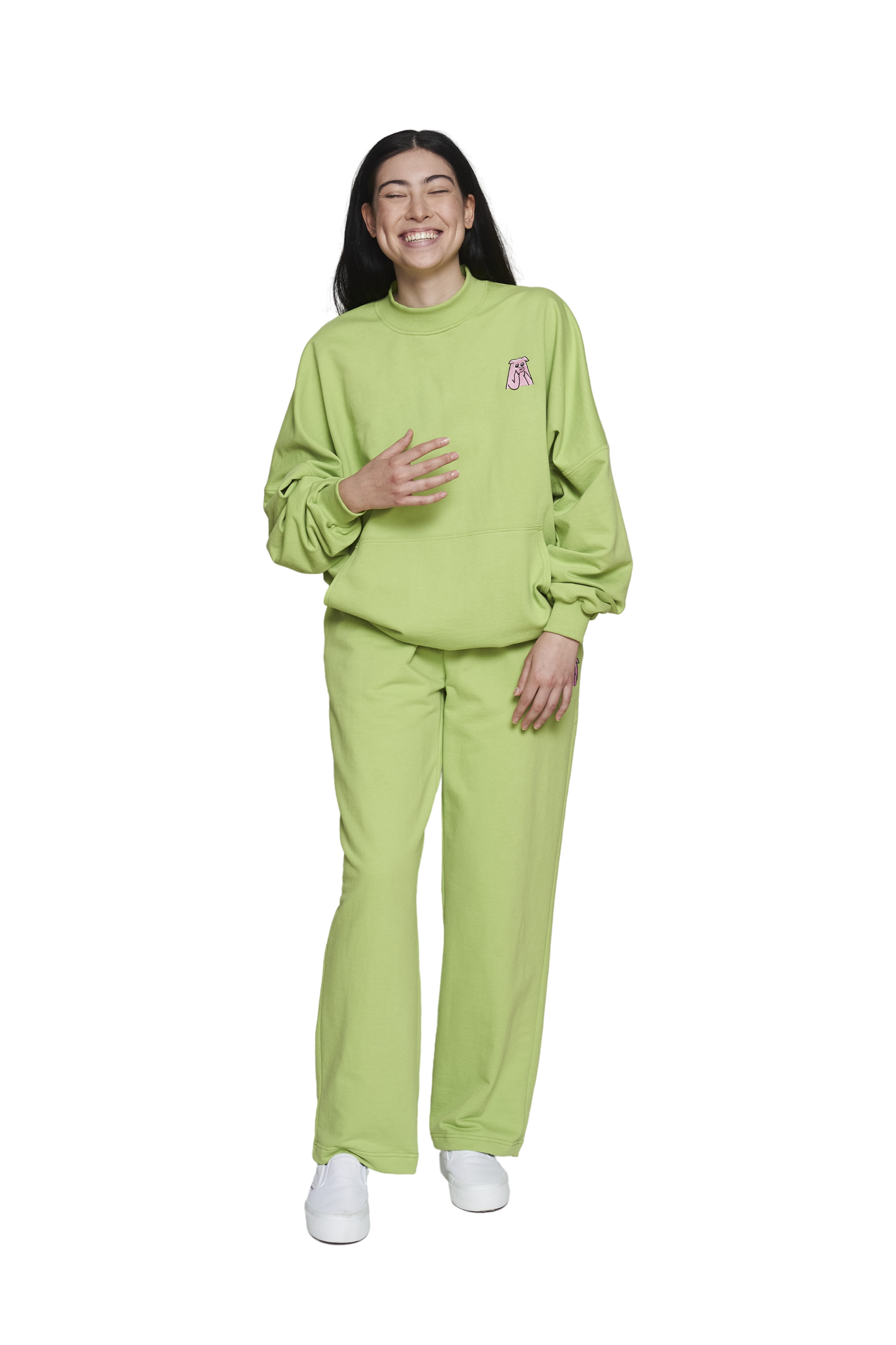 Pull ras du cou vert