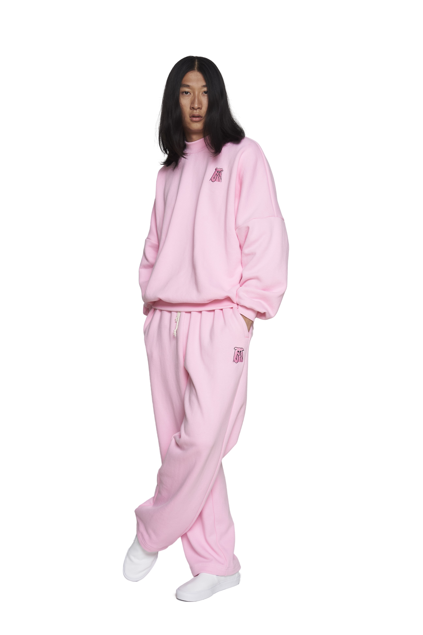 100% coton - Jogging droit rose