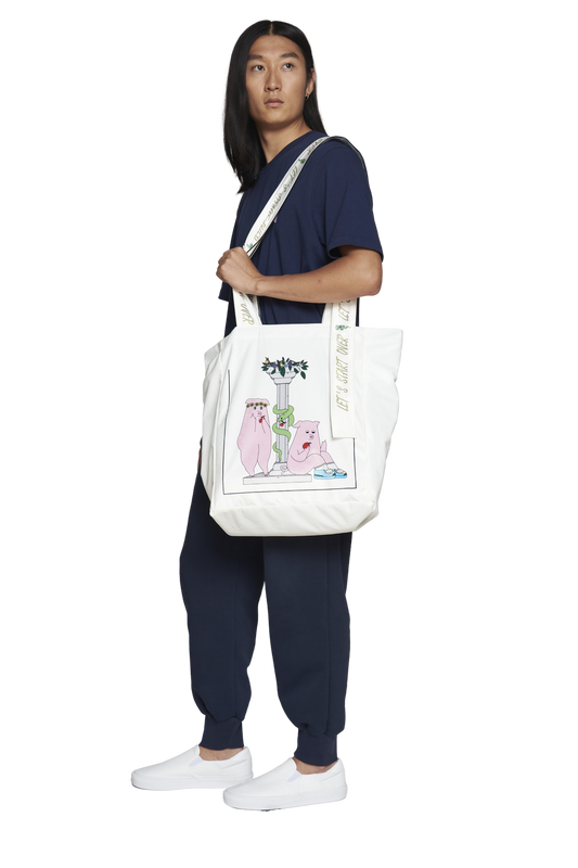 Water resistant - white tote bag
