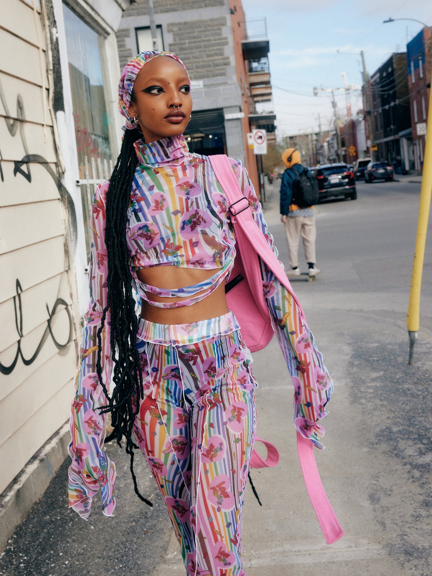 Psychedelic Rainbow Mesh Crop-top