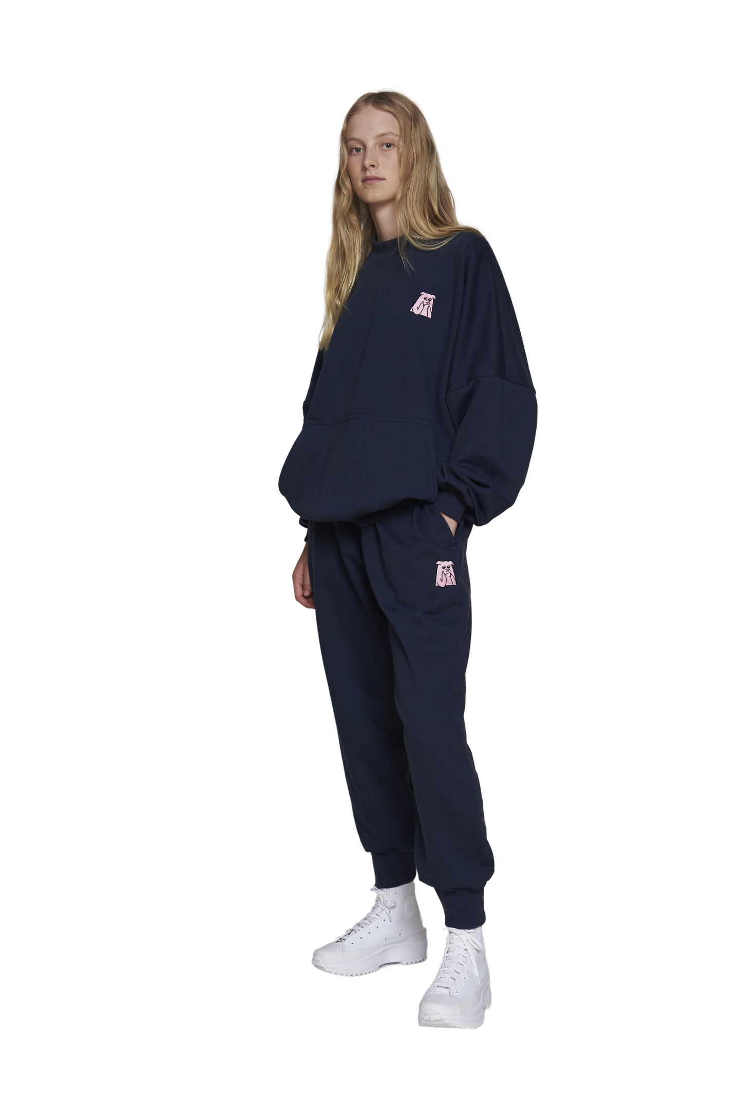 Sweat col rond bleu marine