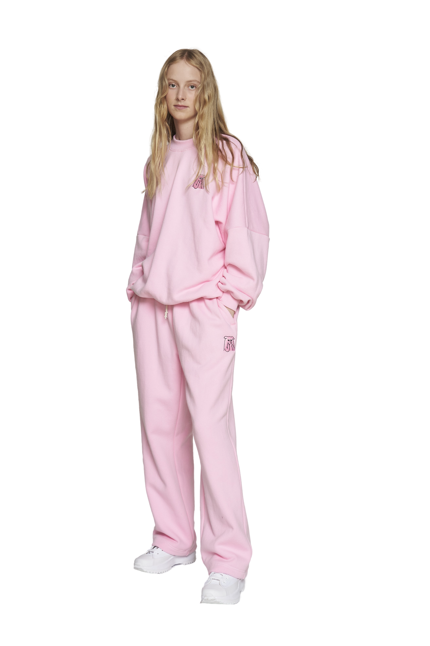 Sweat ras du cou rose oversize